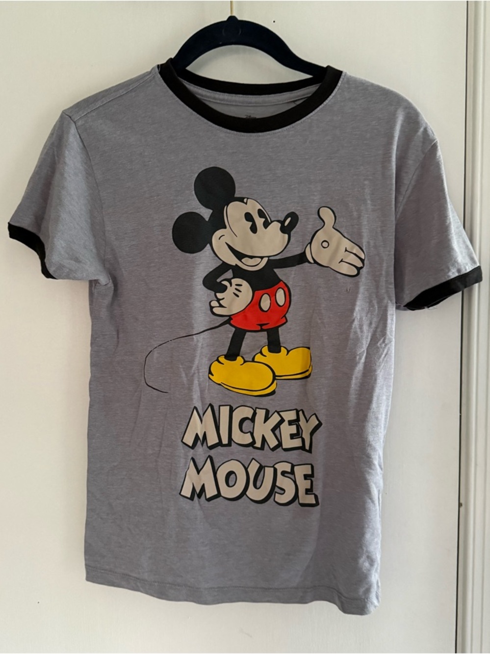 Disney Grey Mickey Mouse Short Sleeve Tee with Black Trim Size L